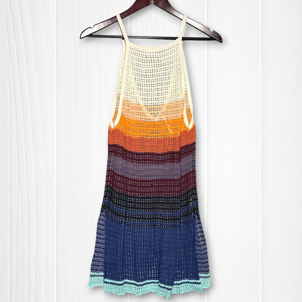 Free People Multicolor Gossamer Striped Knit Halter Tunic Mini Dress Womens XS
